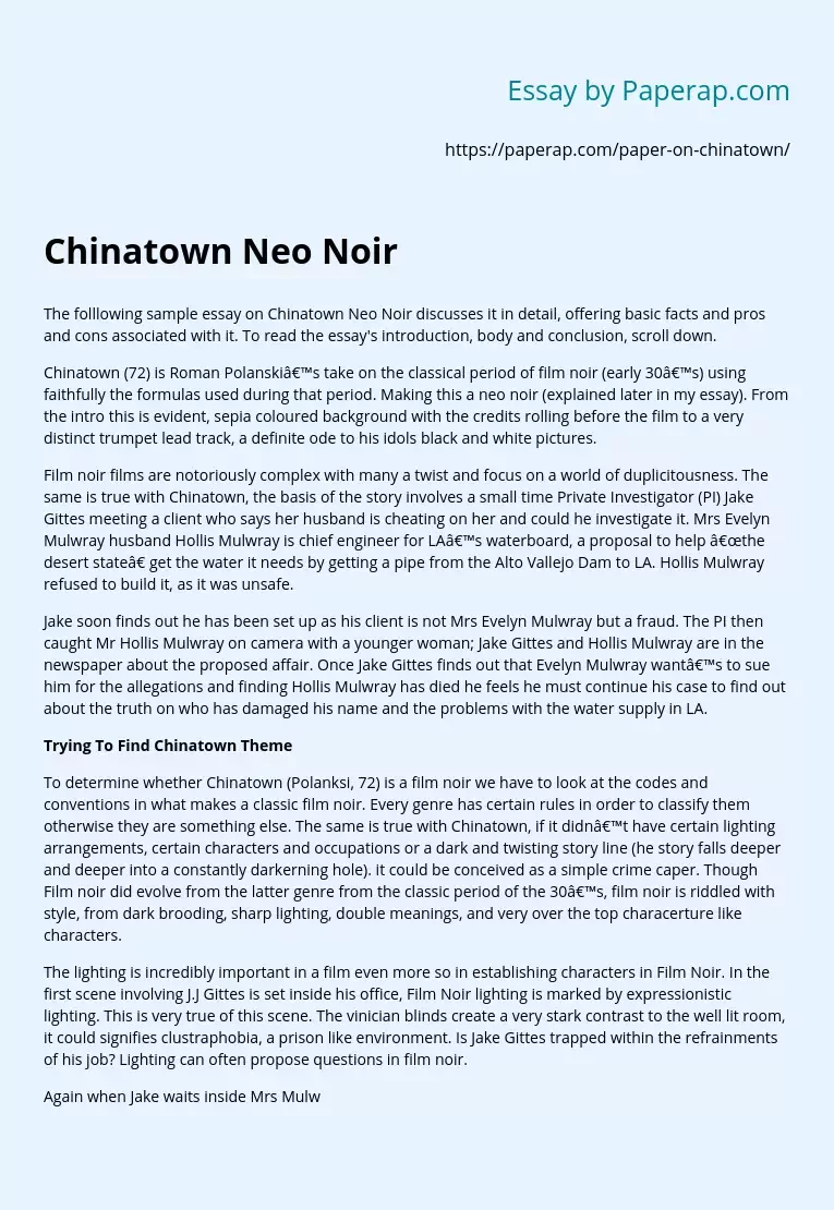 Chinatown Neo Noir
