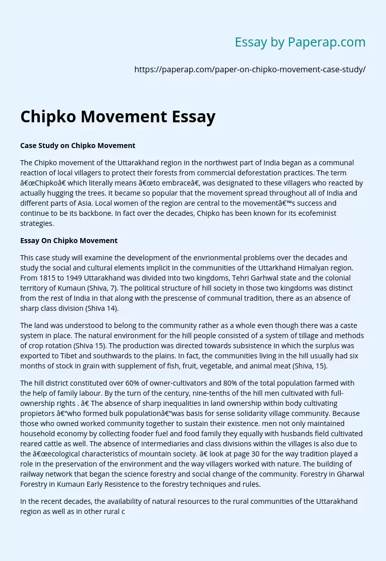 Chipko Movement in India Case Study