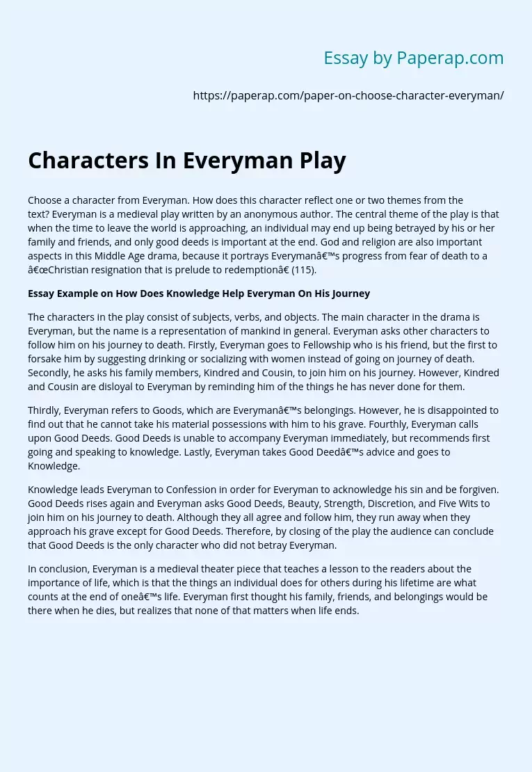 Characters In Everyman Play