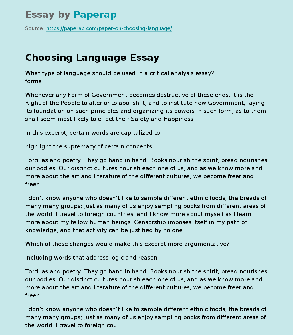 Choosing Language