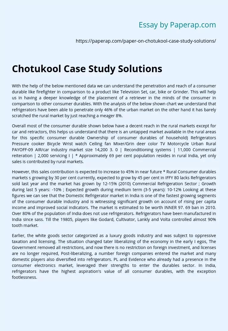 Chotukool Case Study Solutions
