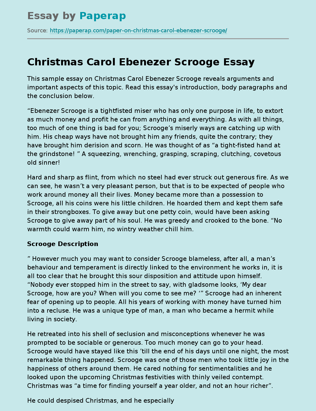 Christmas Carol Ebenezer Scrooge
