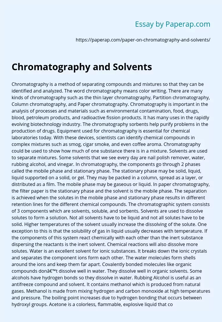 Chromatography and Solvents