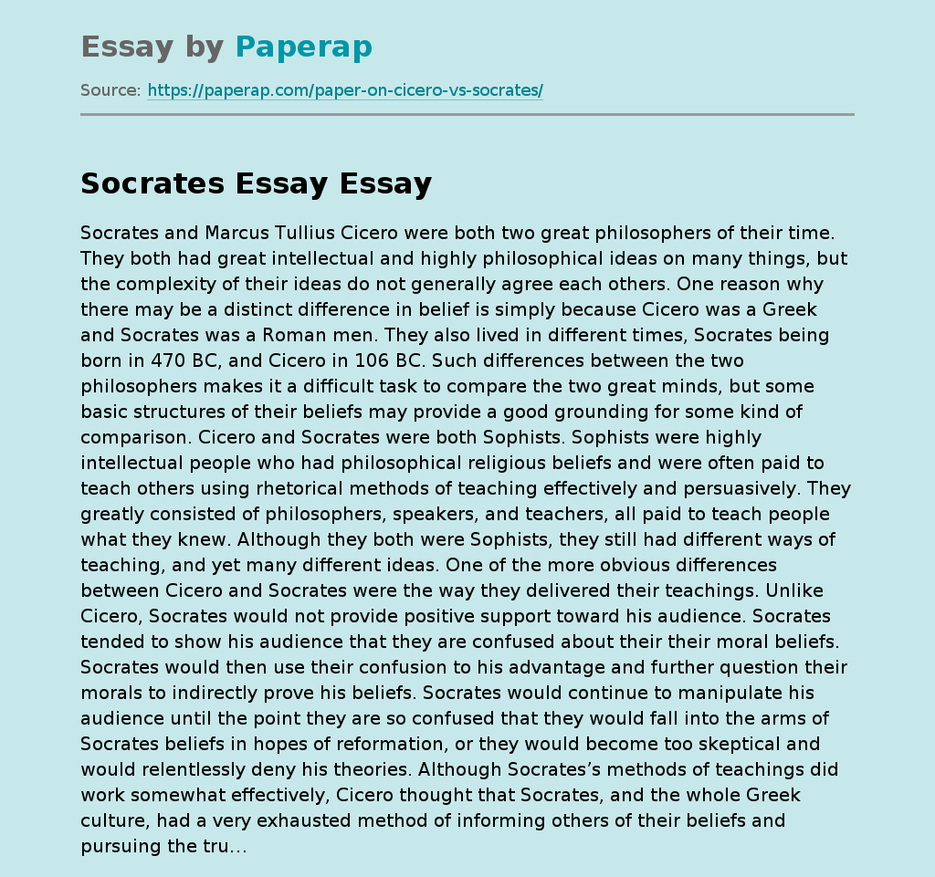 socrates philosophy of self essay