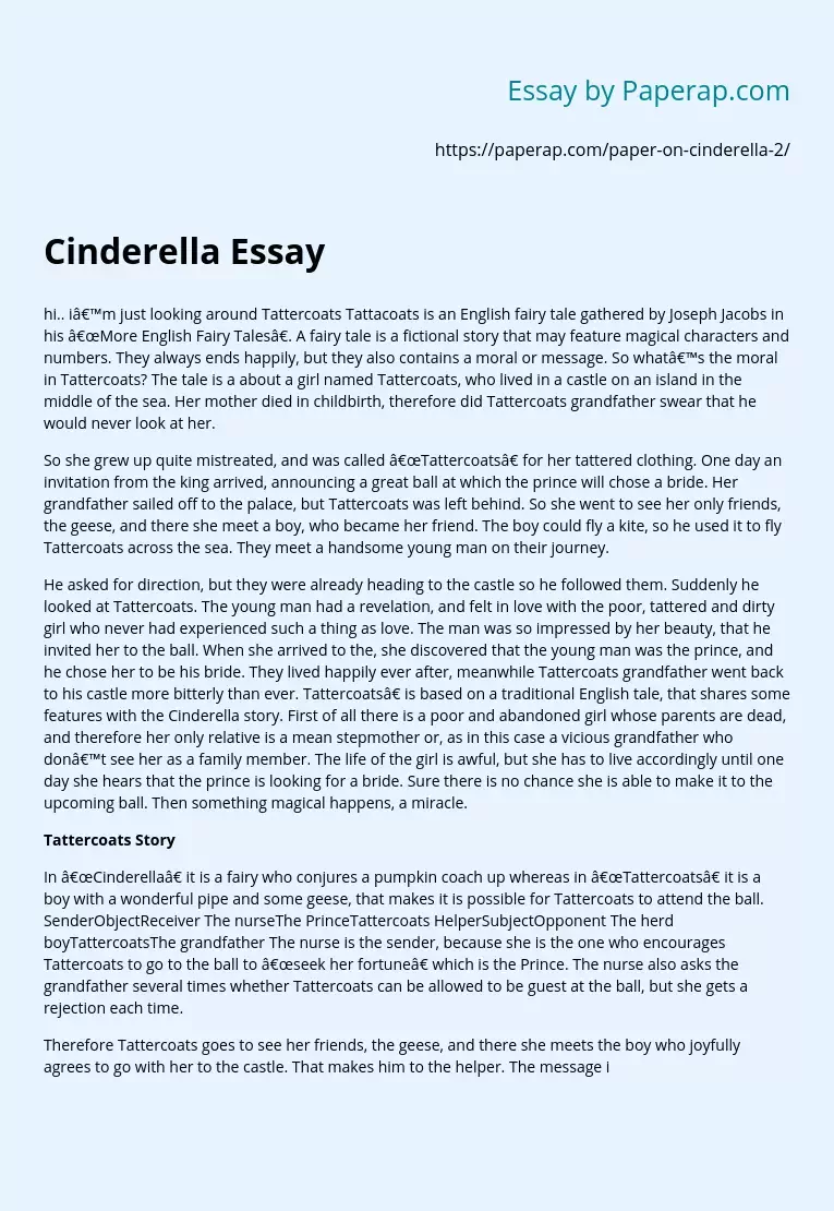 cinderella story for essay