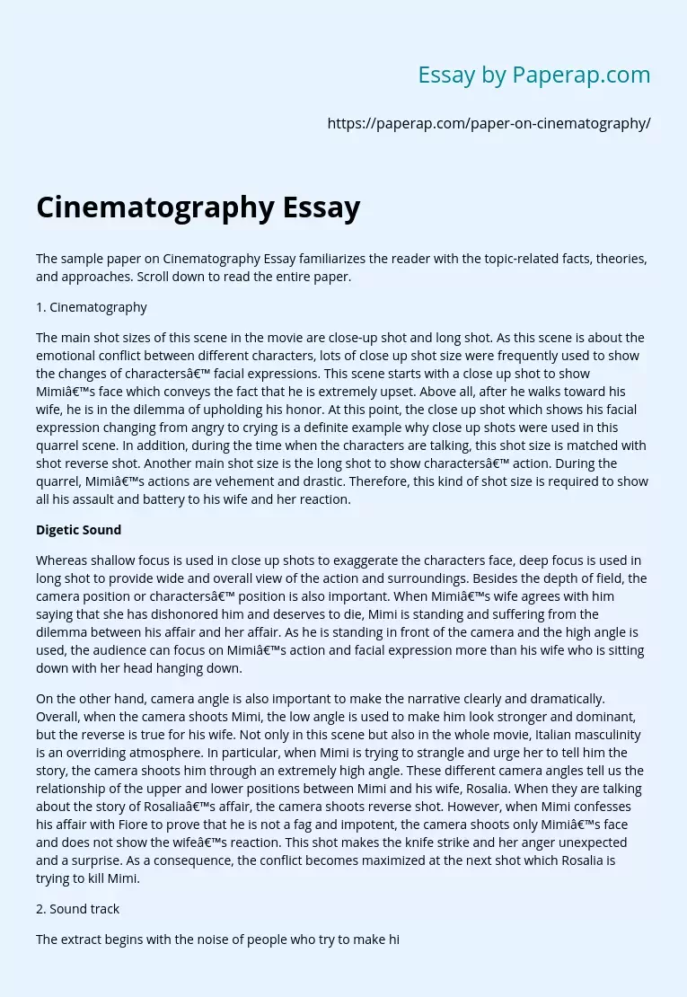 Cinematography Essay