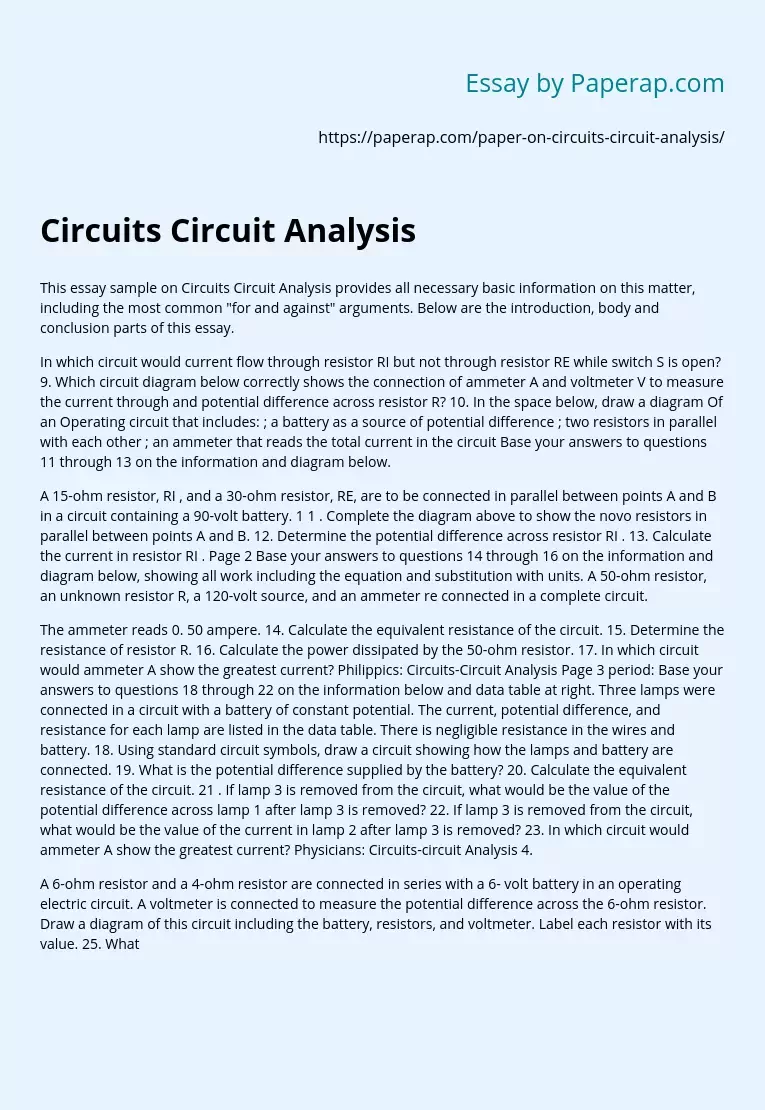 Circuits Circuit Analysis
