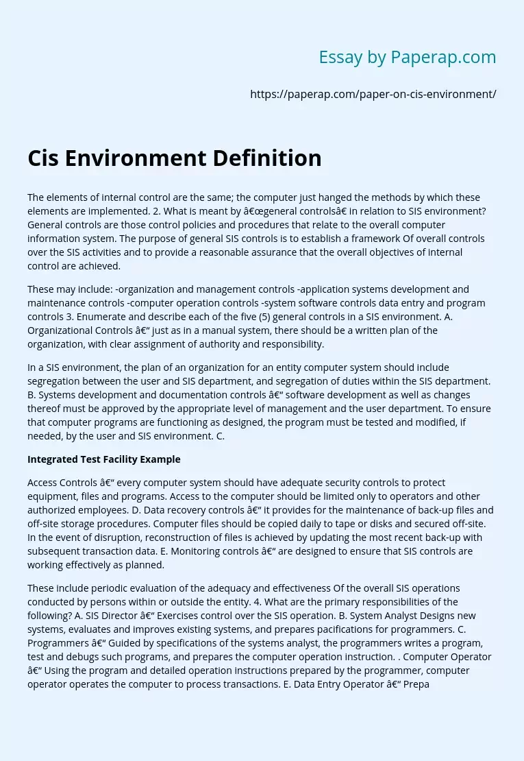 Cis Environment Definition