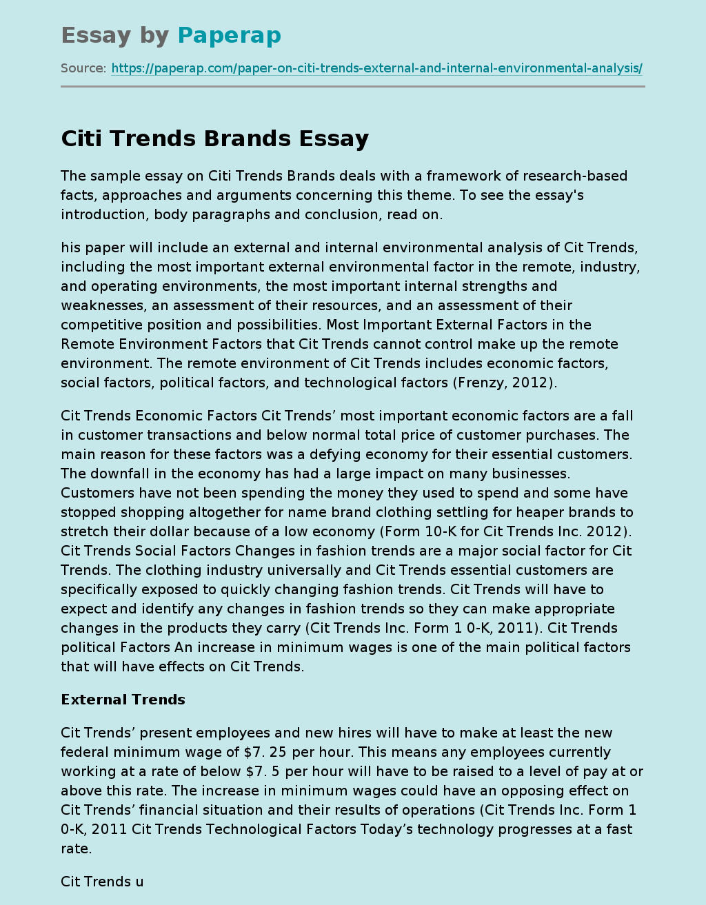 Citi Trends Brands