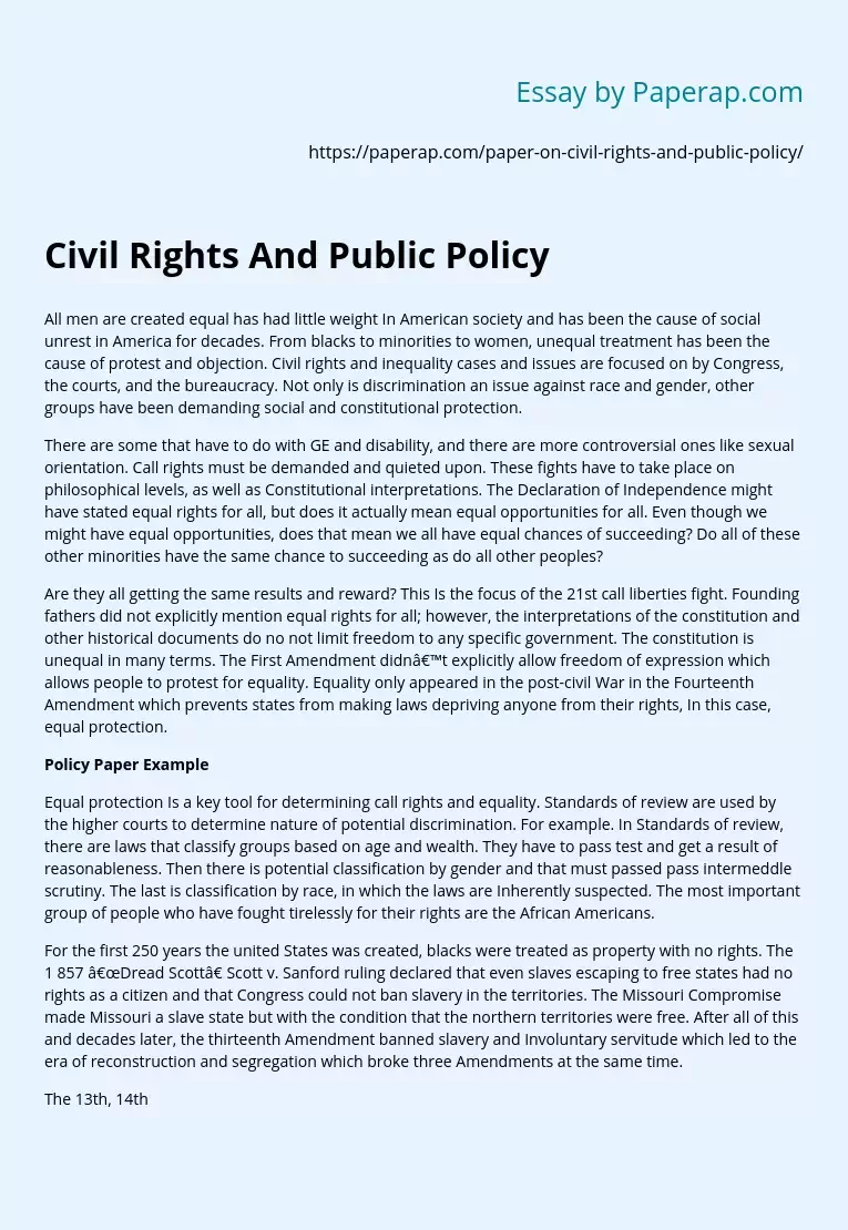 Civil Rights And Public Policy