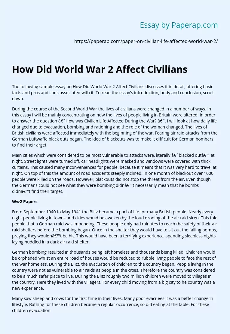 How Did World War 2 Affect Civilians