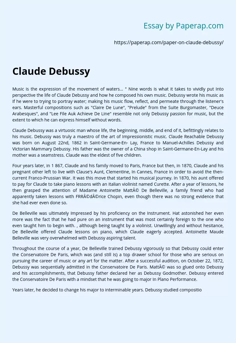 Claude Debussy's Life and Work