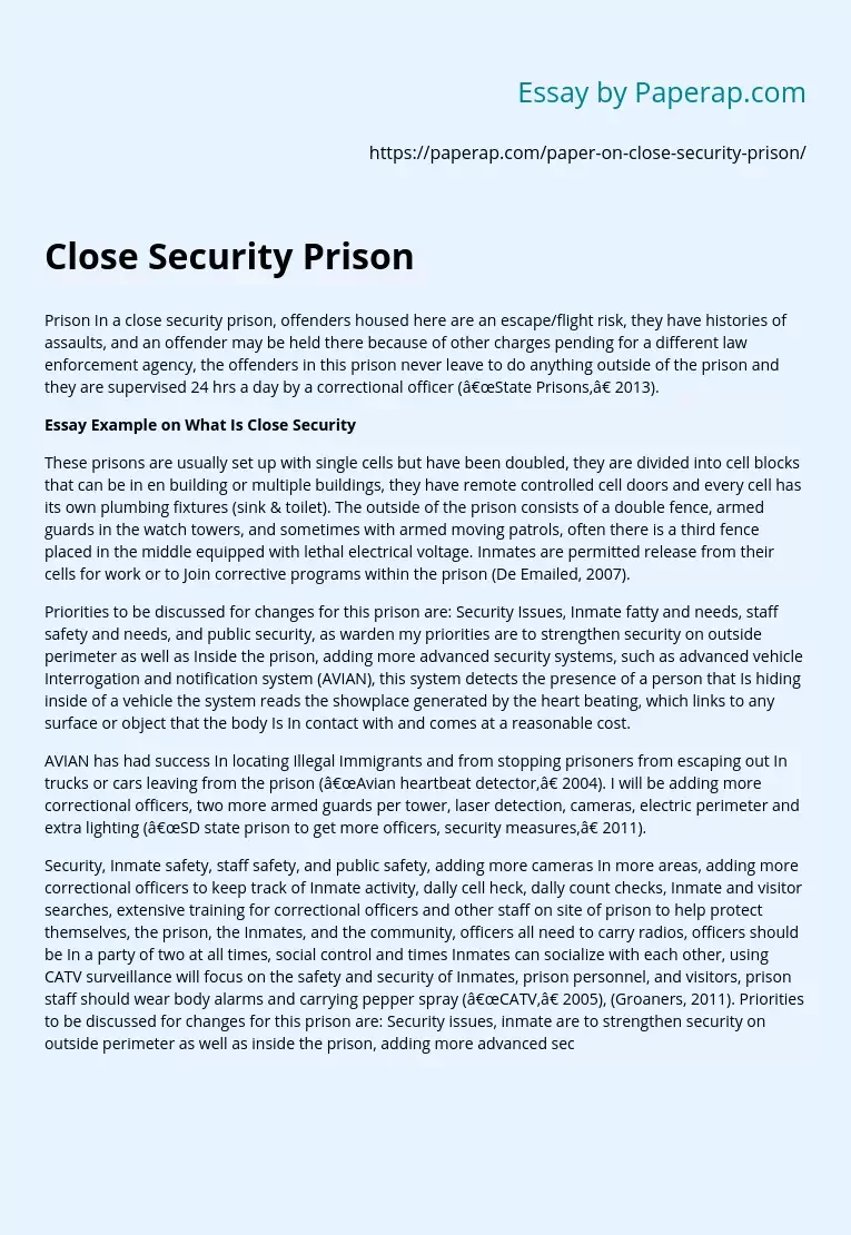 Close Security Prison