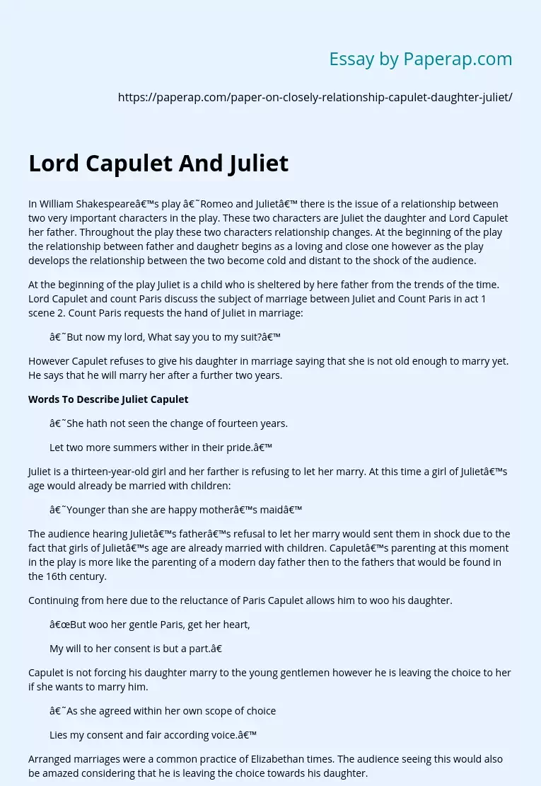 Lord Capulet And Juliet