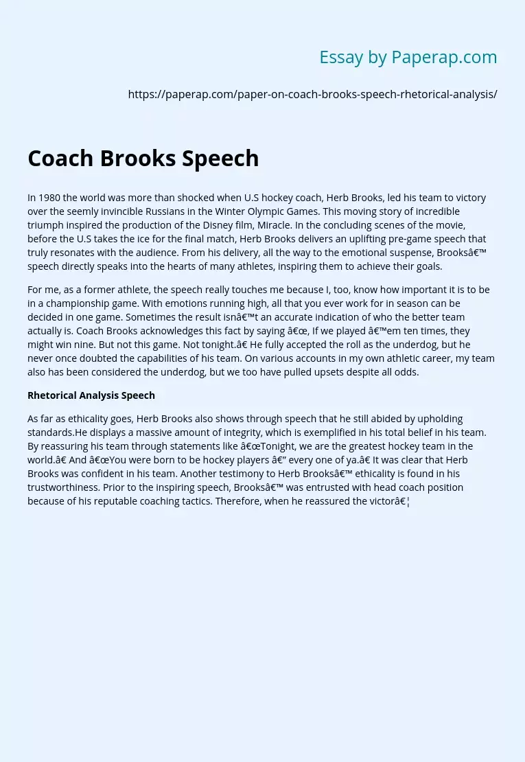 Coach Brooks Speech