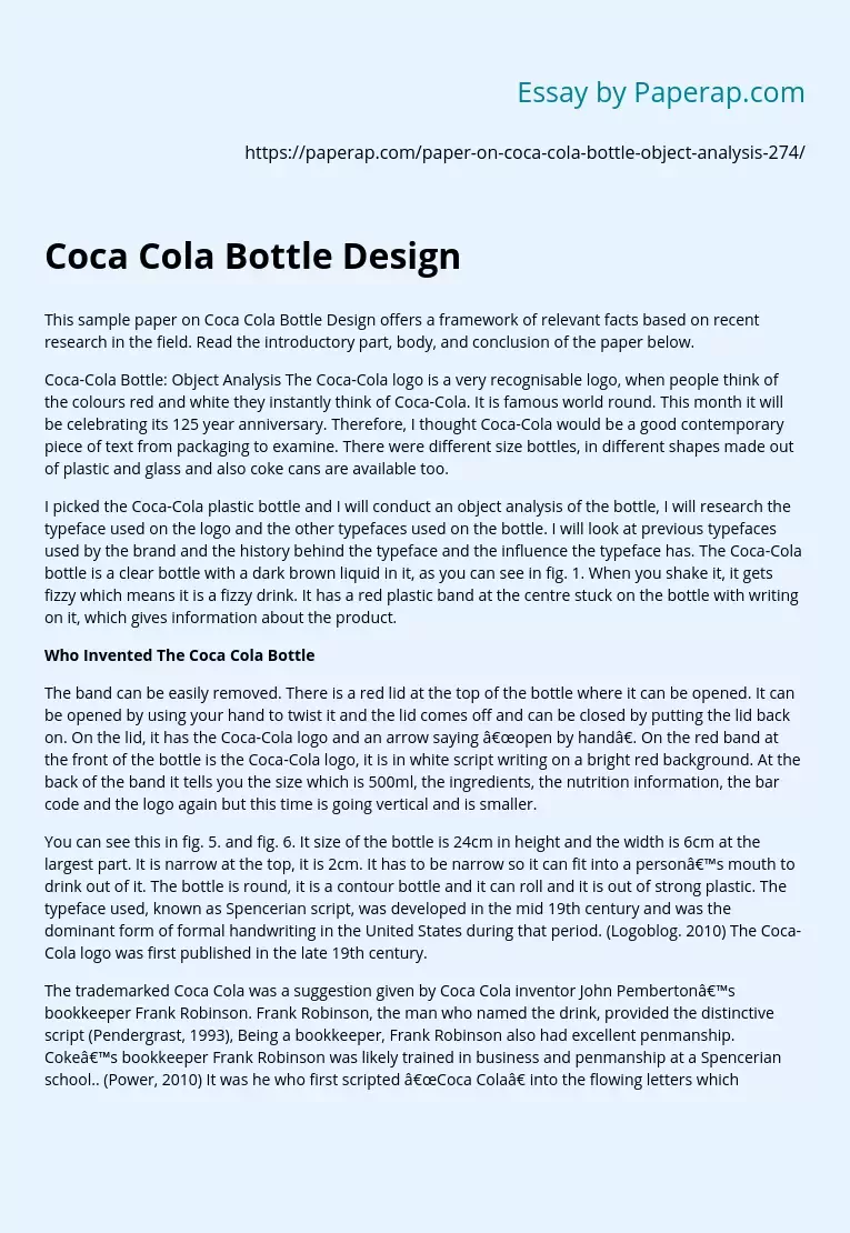 Coca Cola Bottle Design