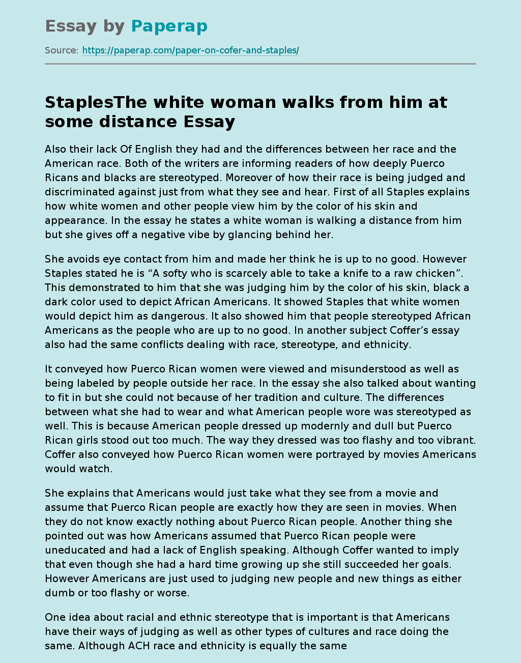 StaplesThe white woman walks from him at some distance