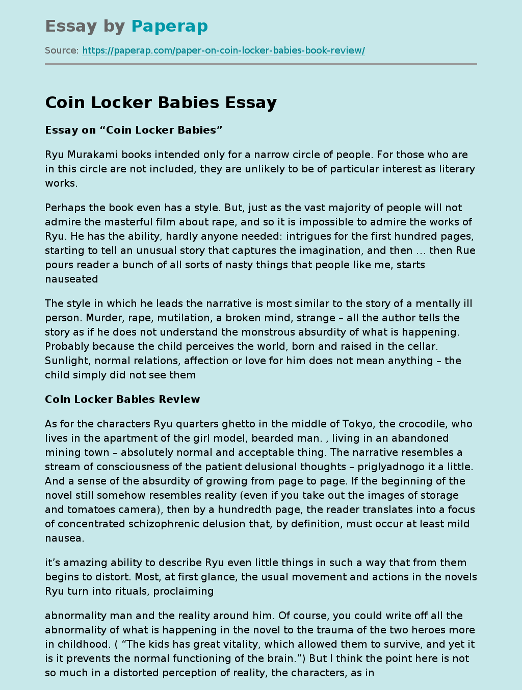 Coin Locker Babies Review