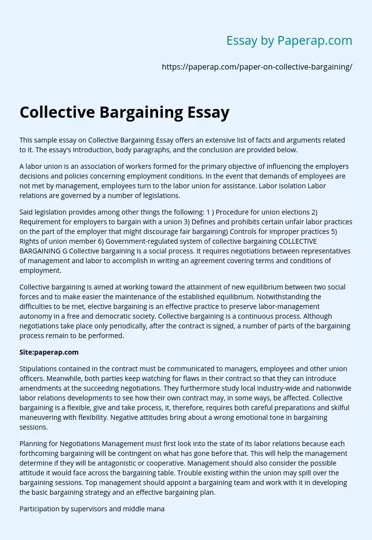 Collective Bargaining Essay