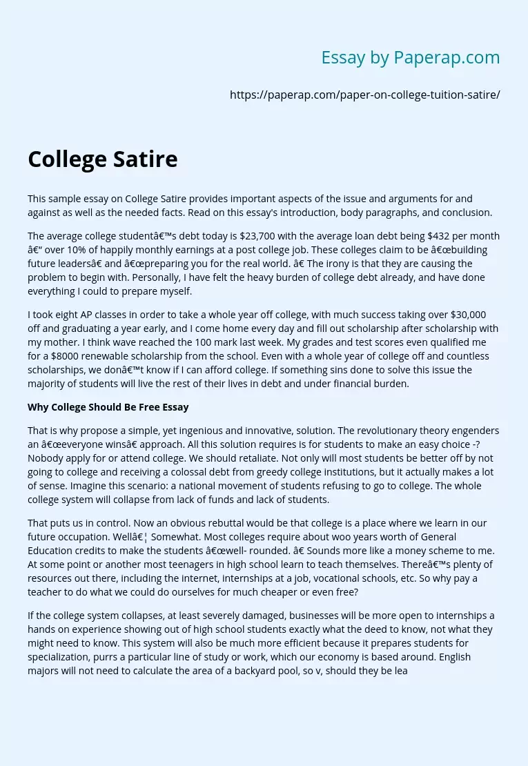 College Tuition Issues Satire