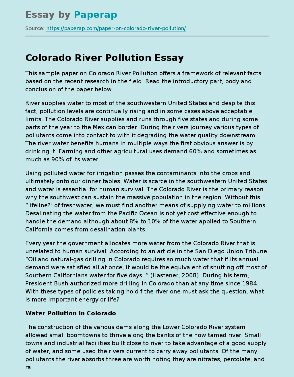 Colorado River Pollution