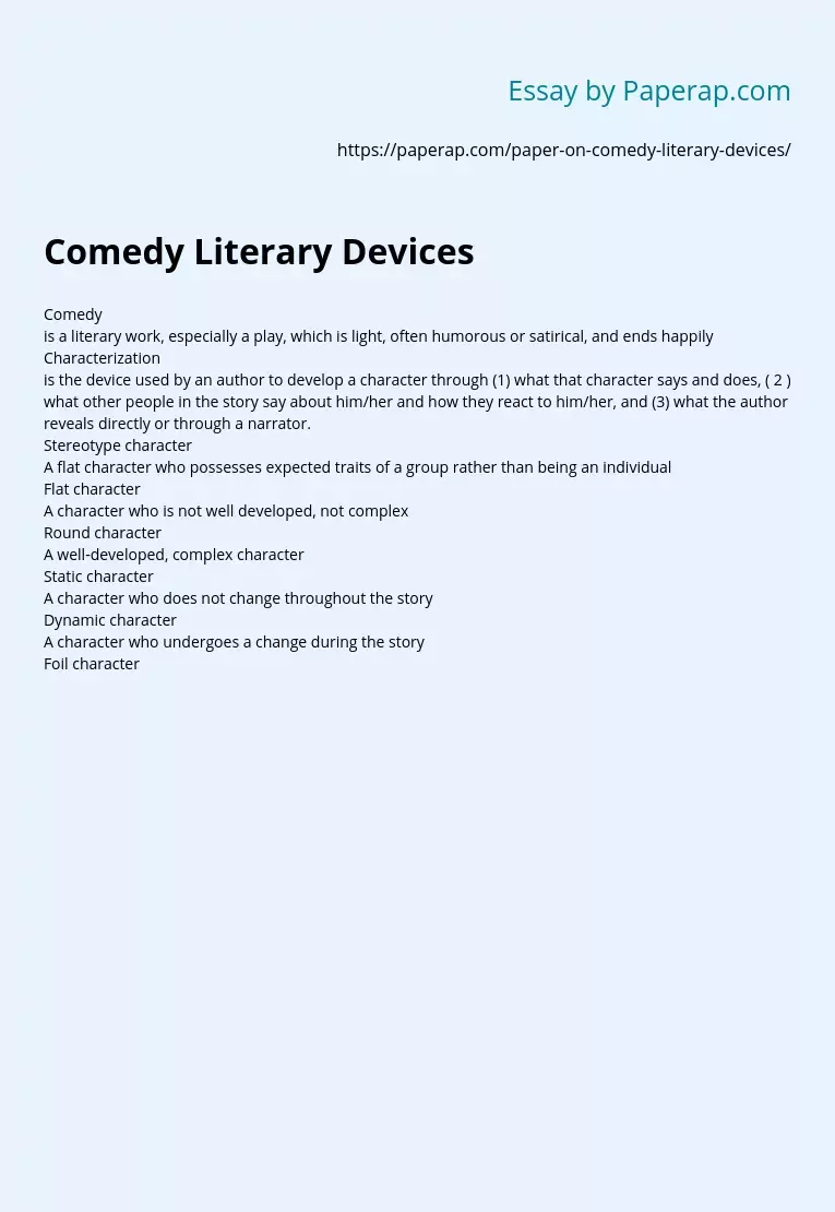 Comedy Literary Devices