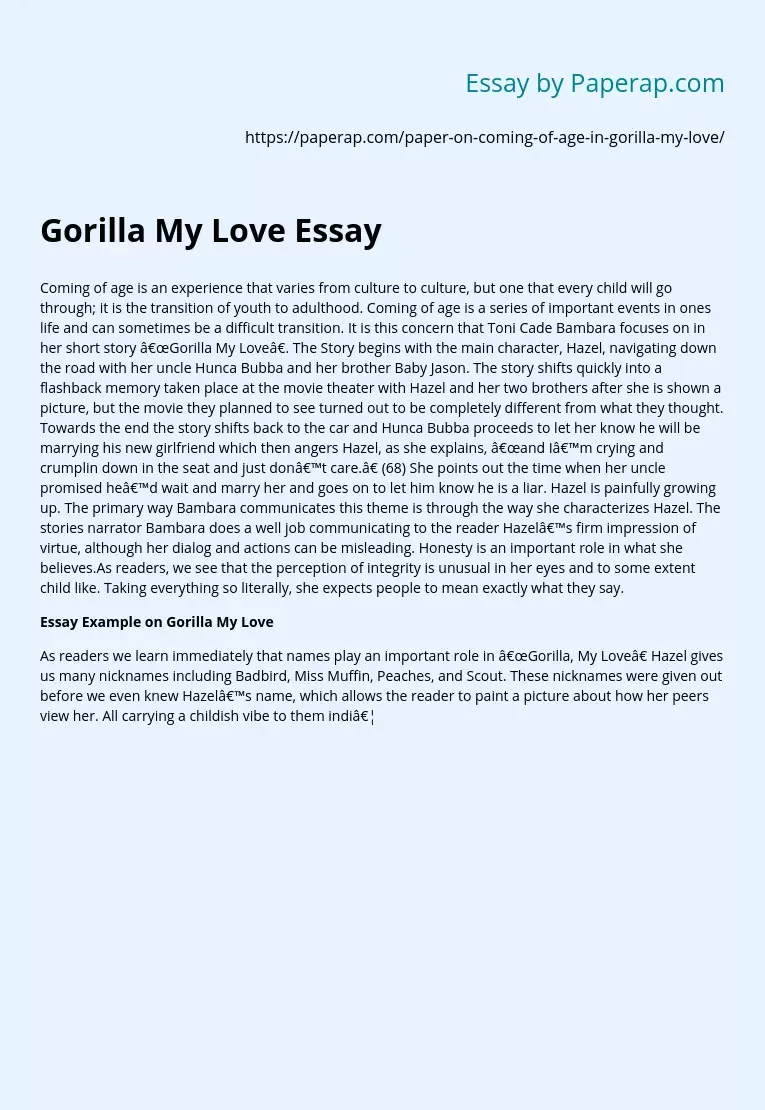 Gorilla My Love Essay