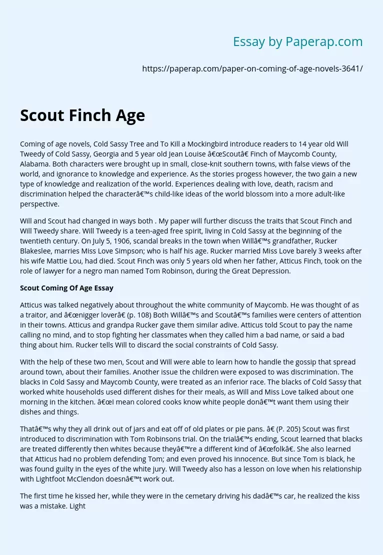 Scout Coming Of Age Essay