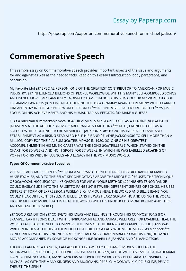 Commemorative Speech