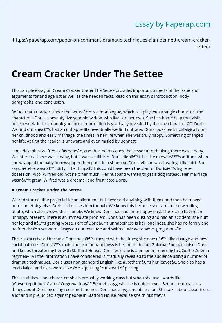 Cream Cracker Under The Settee