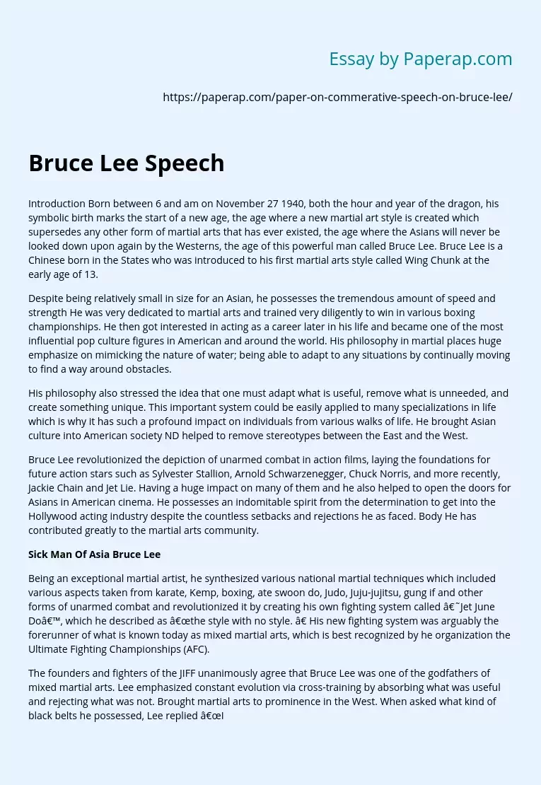 Bruce Lee Speech