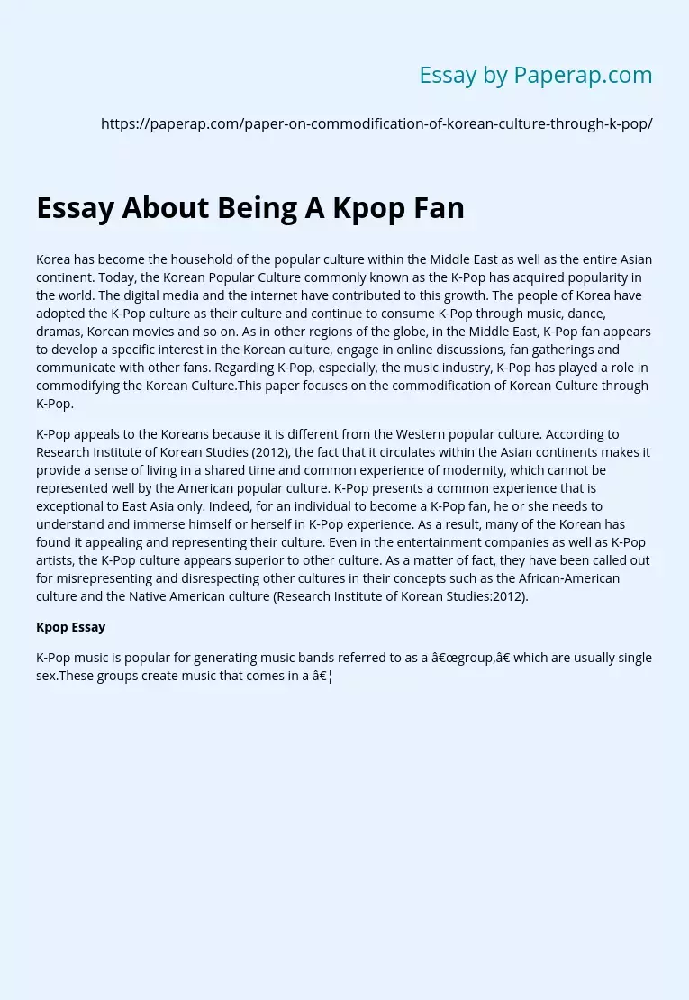 Essay About Being A Kpop Fan