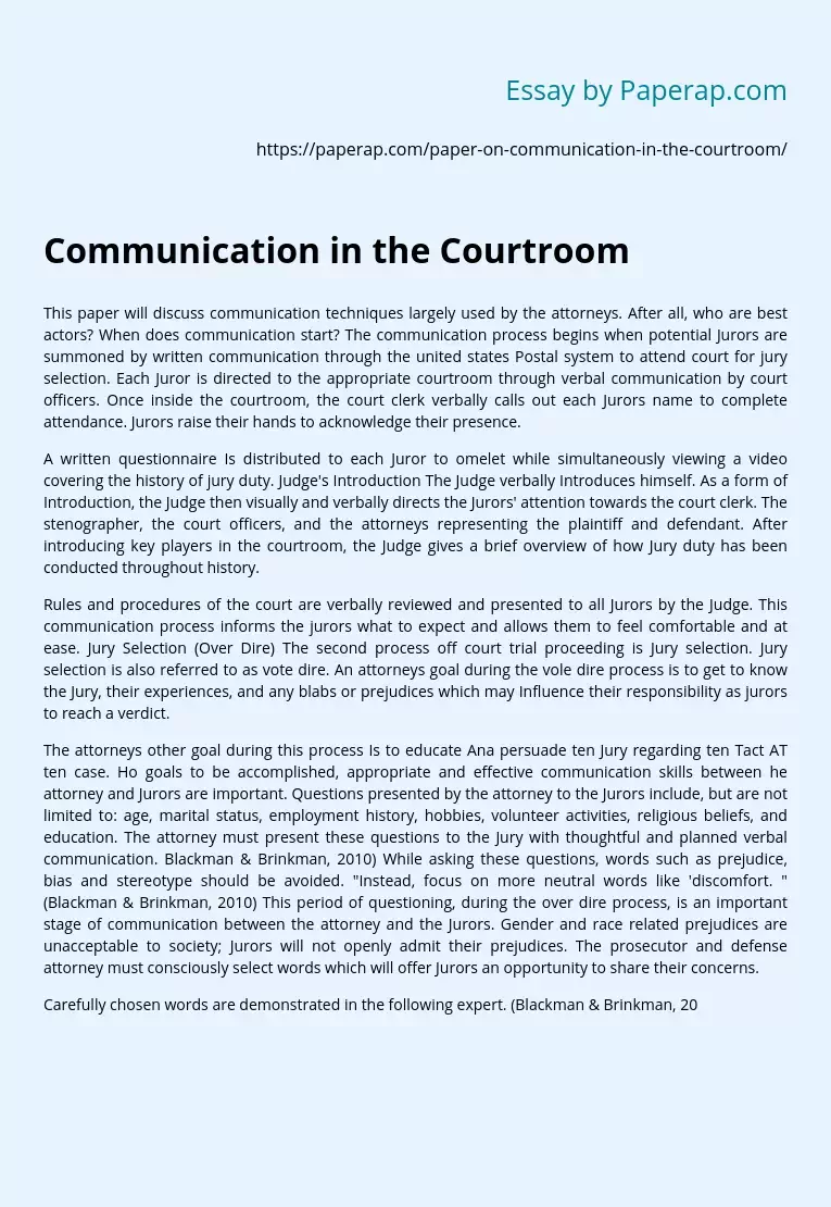 Communication in the Courtroom