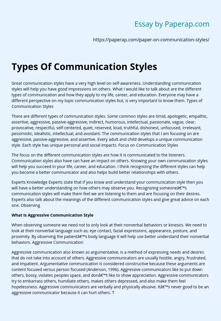 Types Of Communication Styles