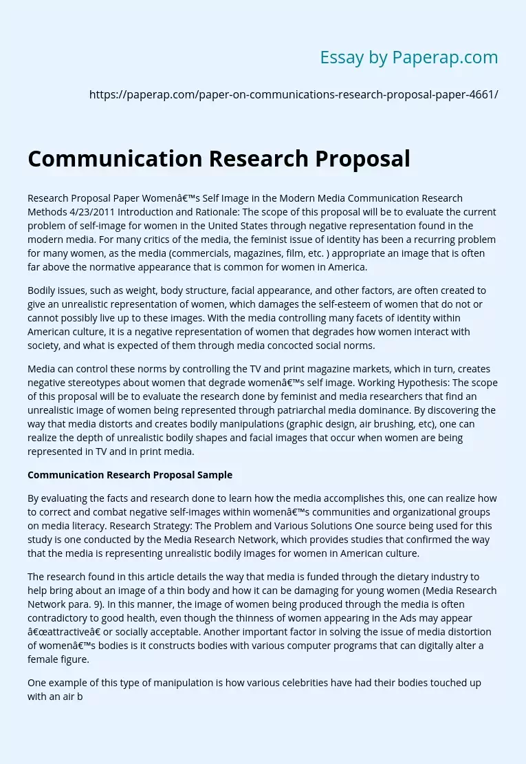 Communication Research Proposal Sample