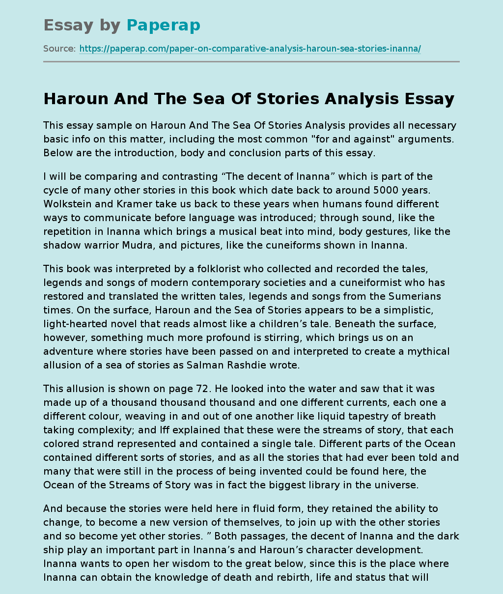 Haroun And The Sea Of Stories Analysis