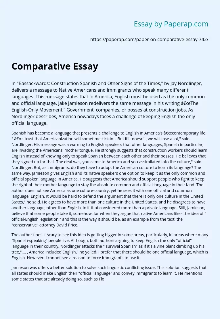 Comparative Essay