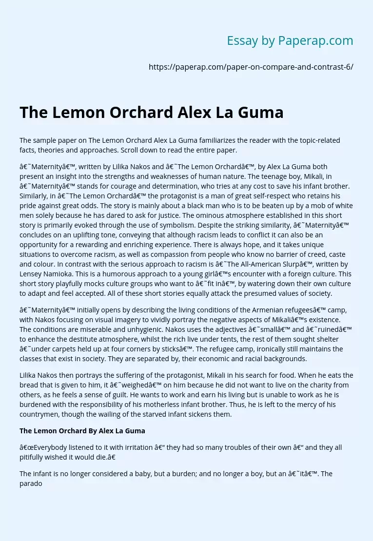 The Lemon Orchard Alex La Guma