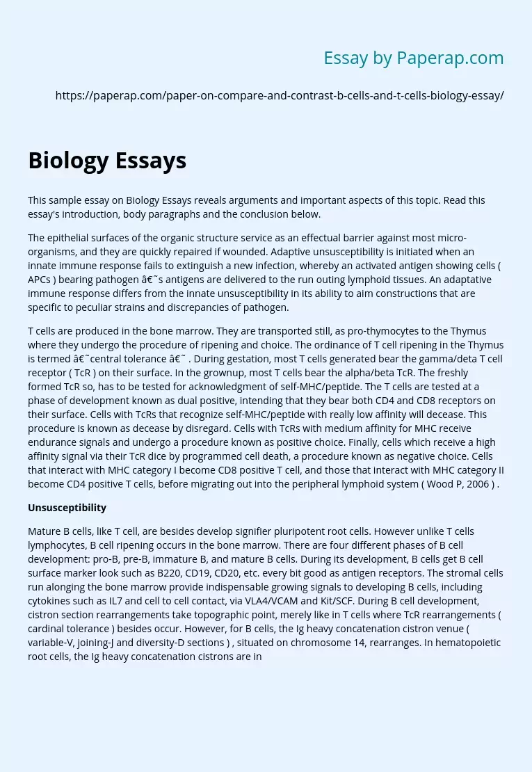 Biology Essays: An Analysis