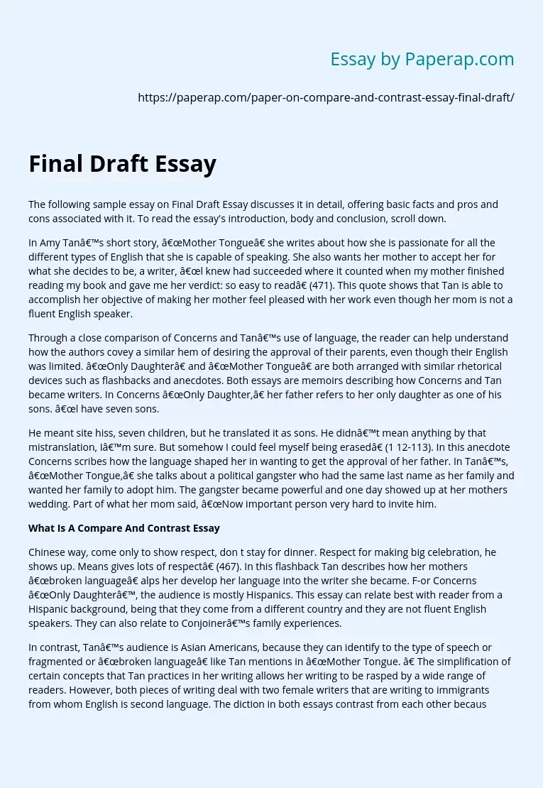 Final Draft Essay