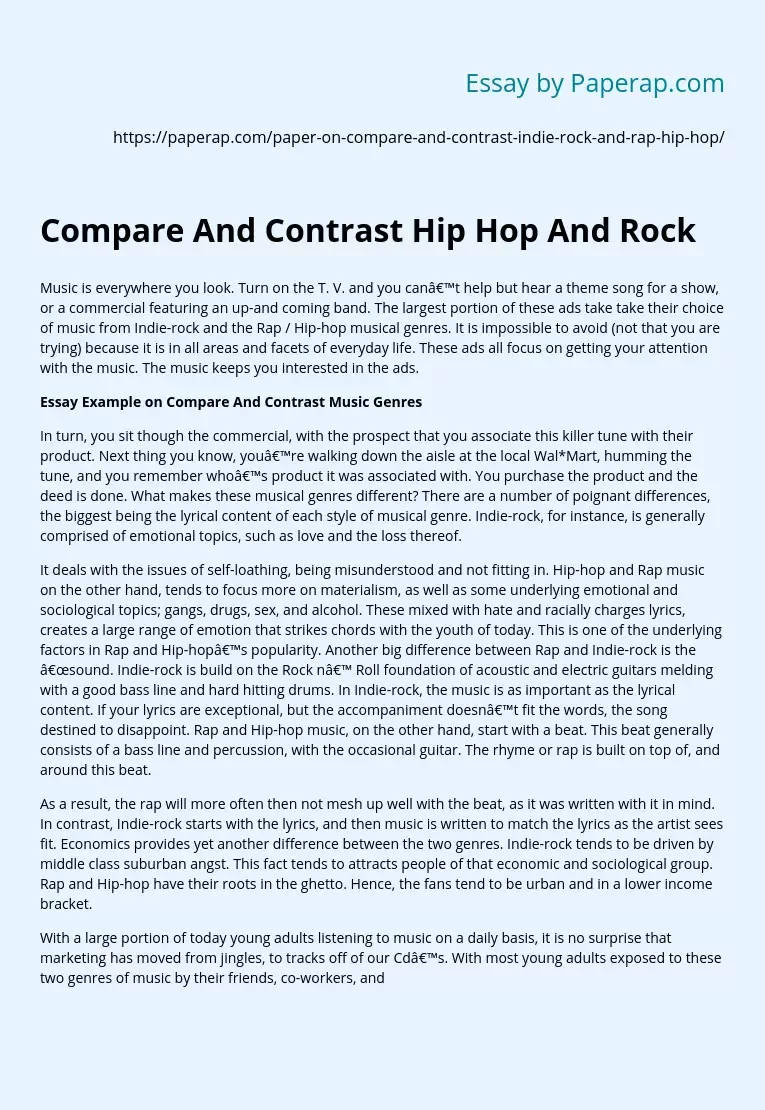 Compare And Contrast Hip Hop And Rock