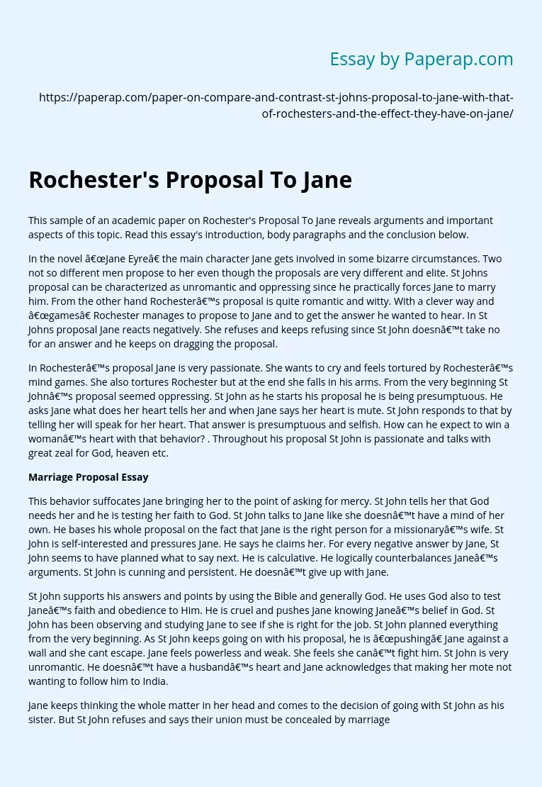 Rochester's Proposal To Jane