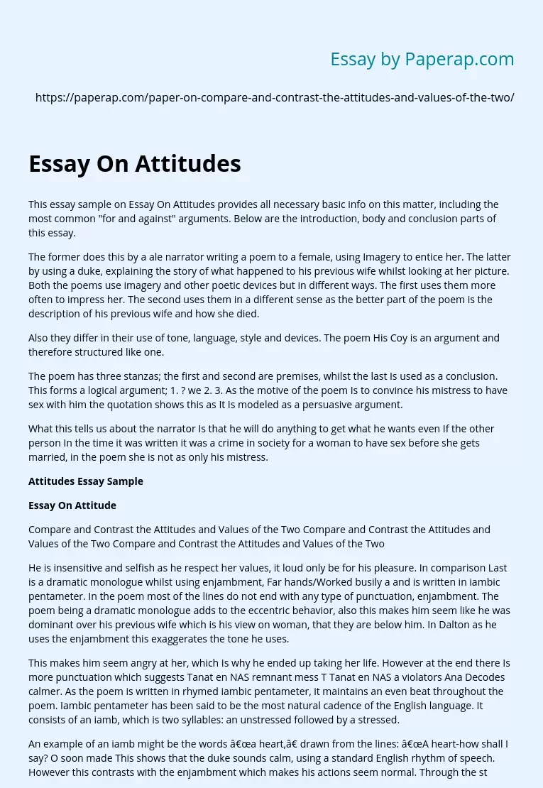 Essay On Attitudes