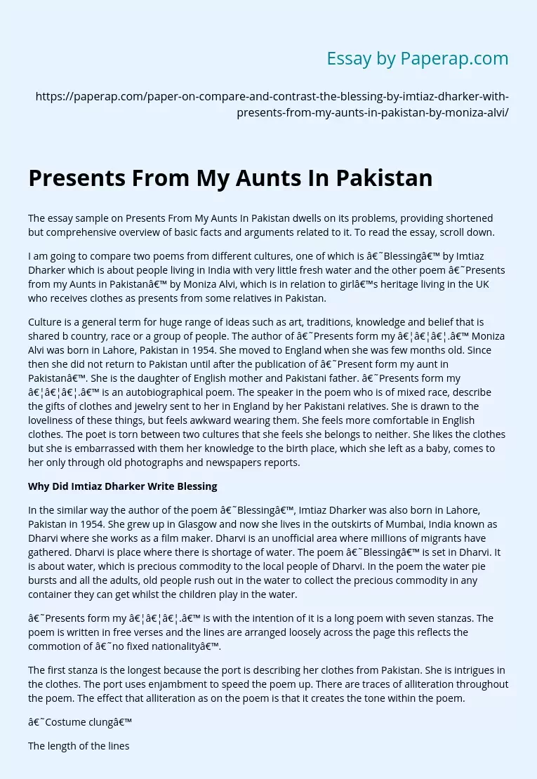 Problems in 'Presents From My Aunts in Pakistan'