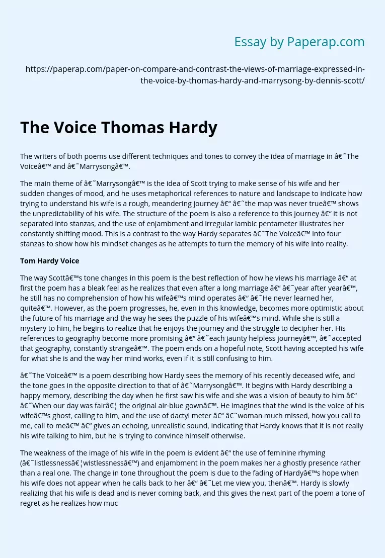 The Voice Thomas Hardy