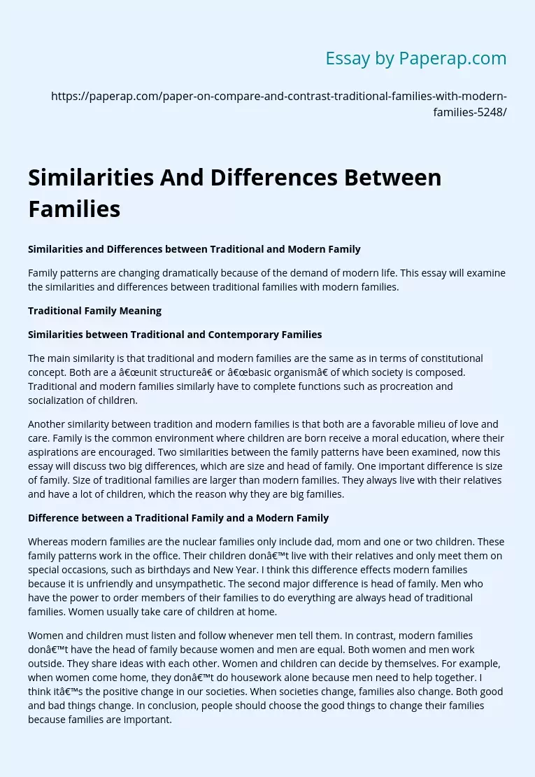 Similarities And Differences Between Families