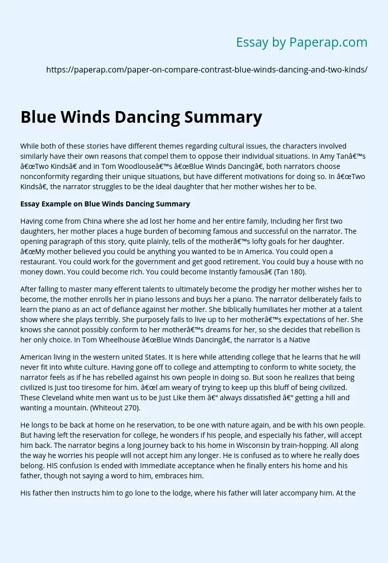 Blue Winds Dancing Summary