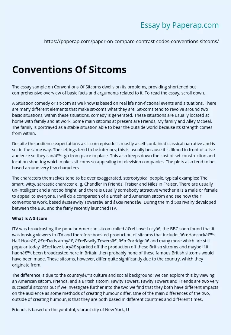 Conventions Of Sitcoms