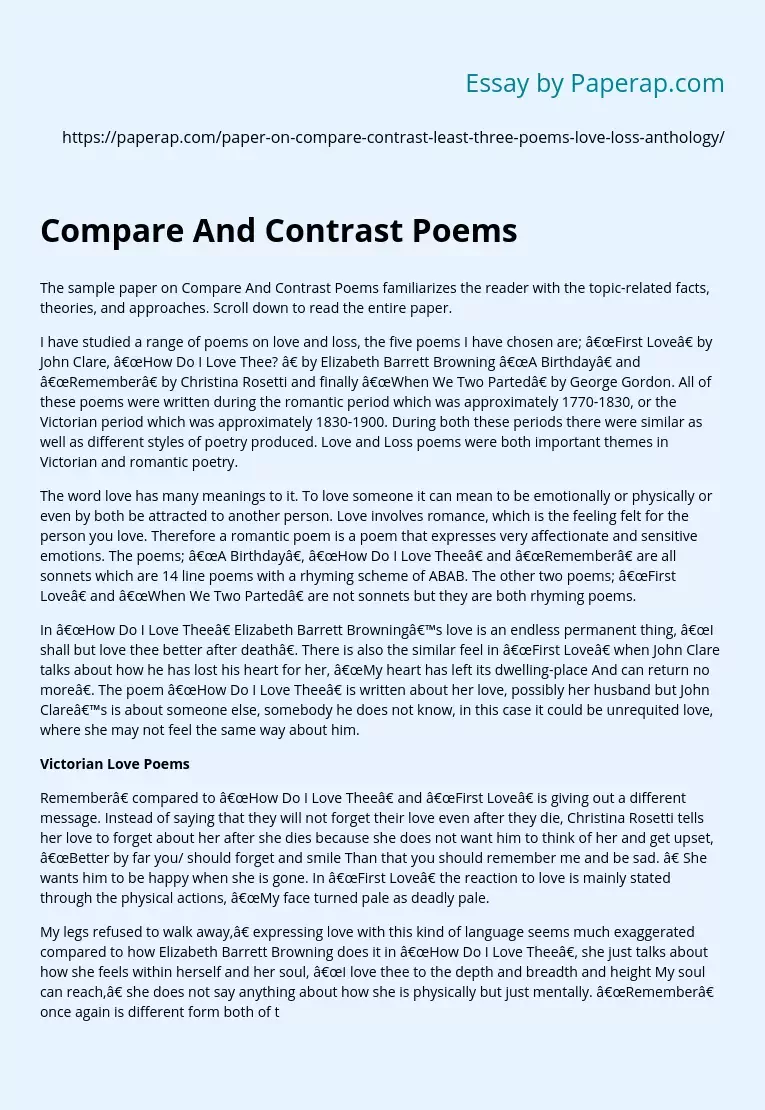 Compare And Contrast Poems