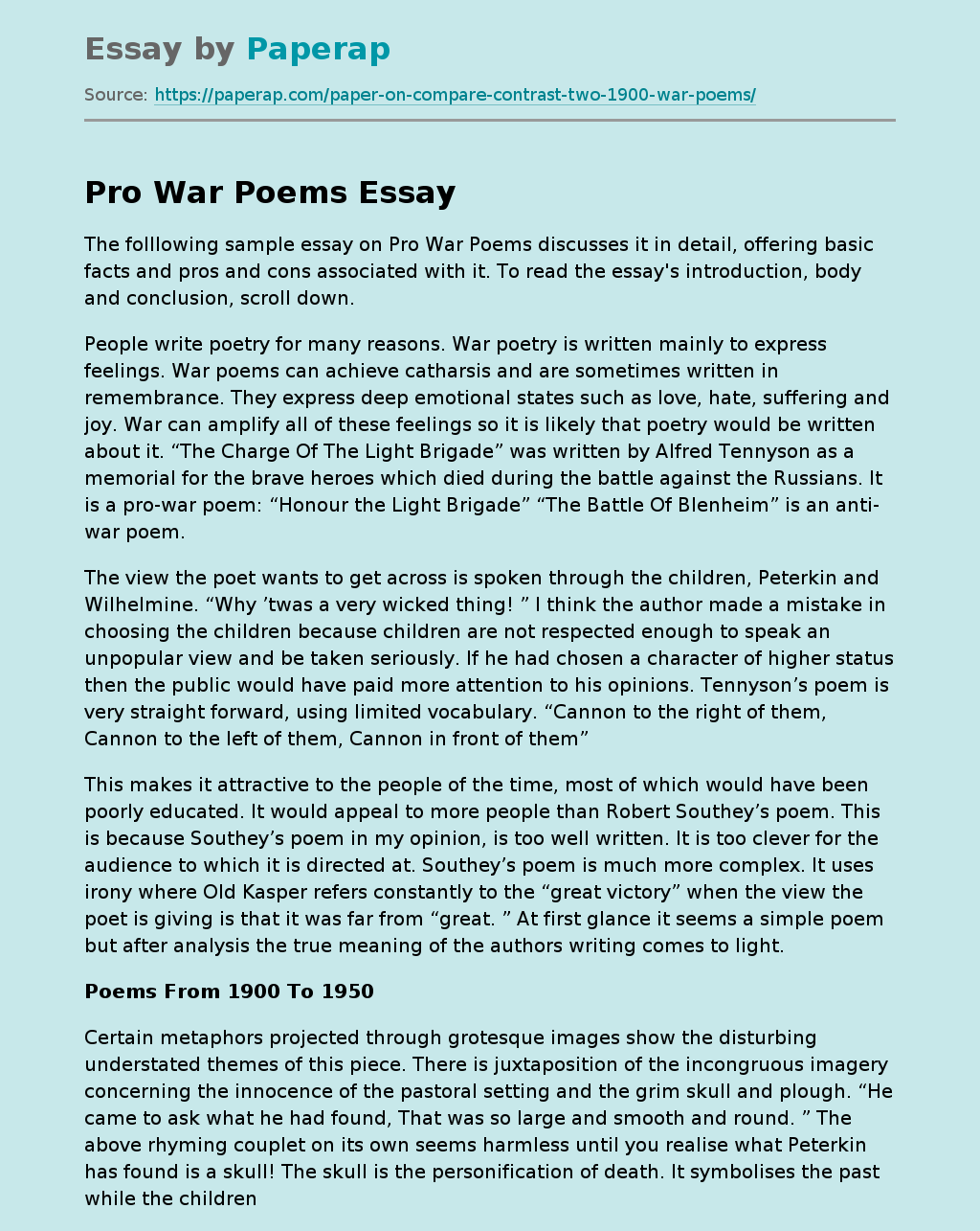 Pro War Poems